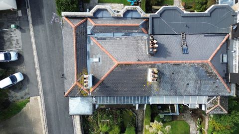 Drone photograph looking down on a slate roof in Ryde